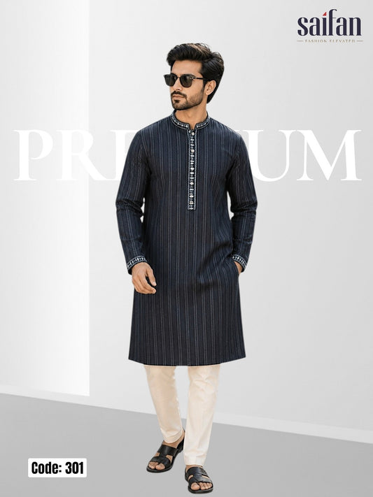 Premium Shadow Stripe Cotton Panjabi✨
