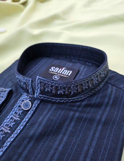 Premium Shadow Stripe Cotton Panjabi✨