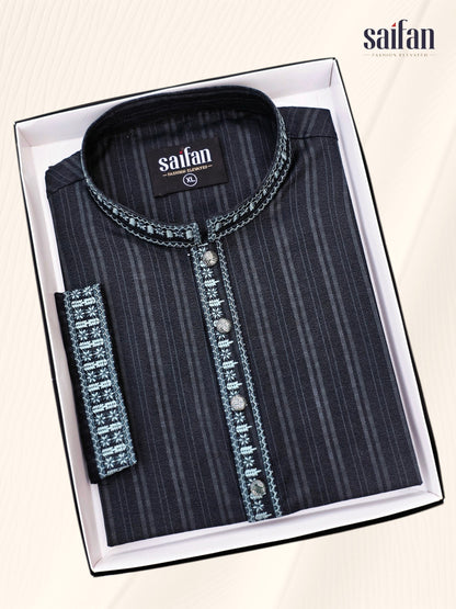 Premium Shadow Stripe Cotton Panjabi✨