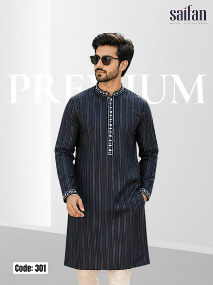 Premium Shadow Stripe Cotton Panjabi✨