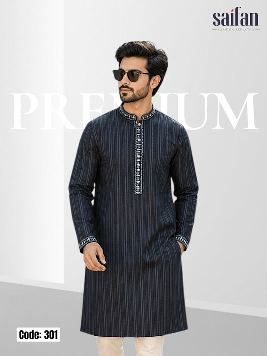 Premium Shadow Stripe Cotton Panjabi✨