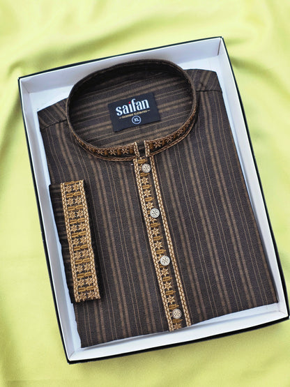 Premium Shadow Stripe Cotton Panjabi✨