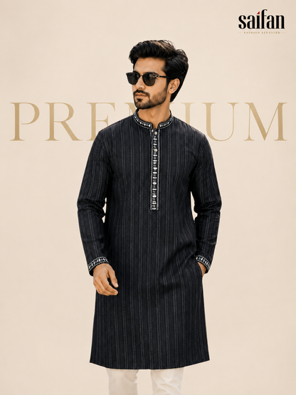 Premium Shadow Stripe Cotton Panjabi✨
