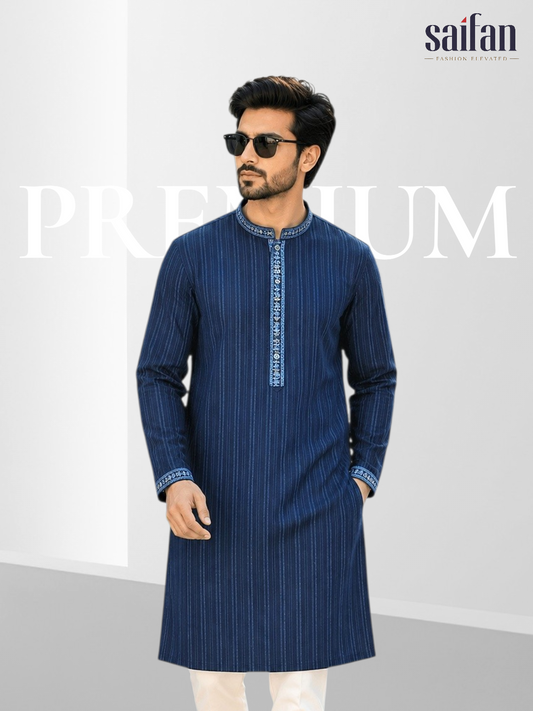 Premium Shadow Stripe Cotton Panjabi✨