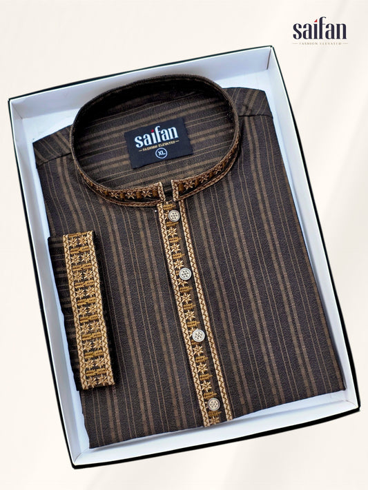 Premium Shadow Stripe Cotton Panjabi✨