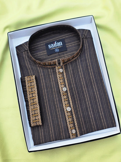Premium Shadow Stripe Cotton Panjabi✨