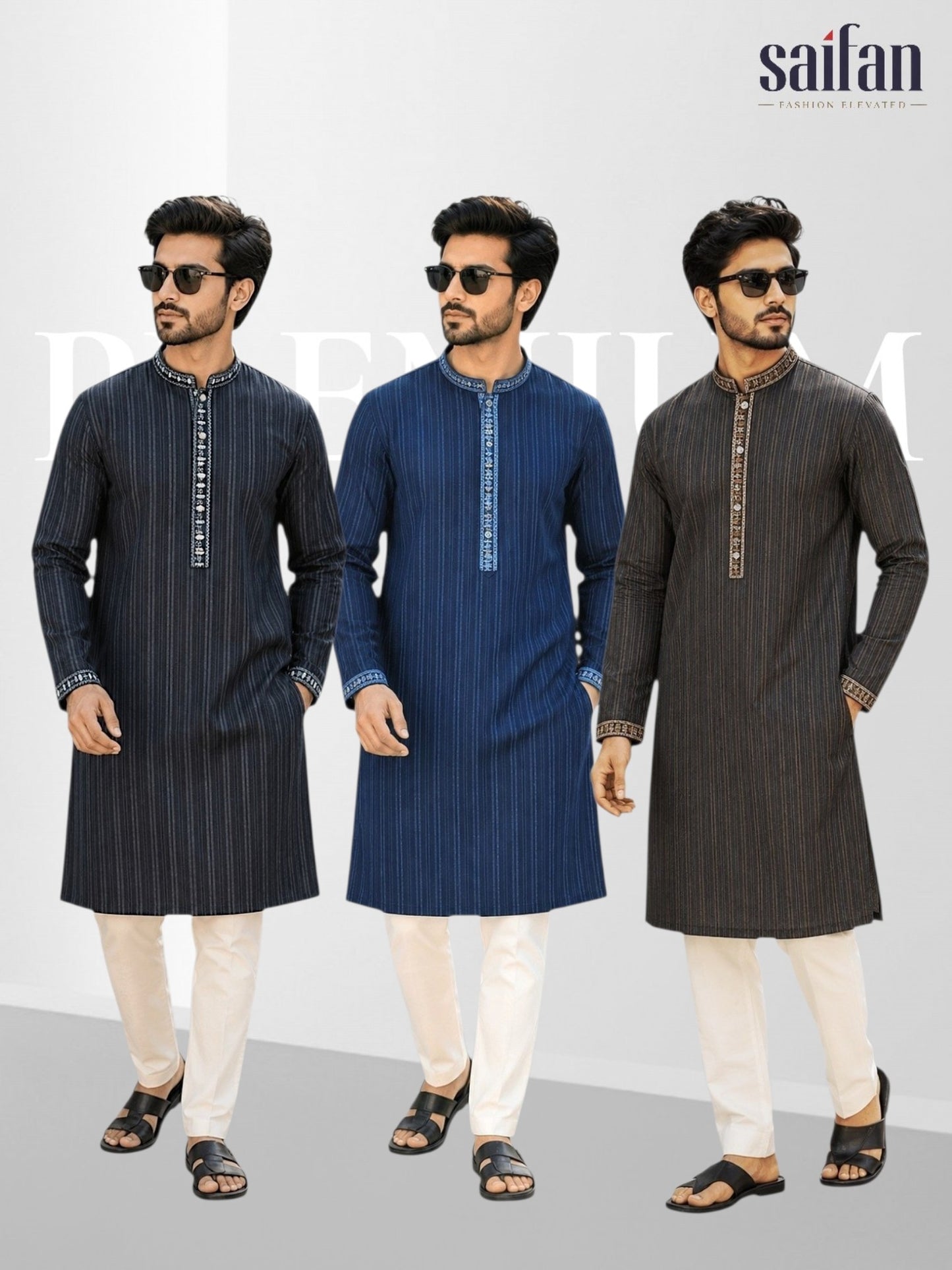 Premium Shadow Stripe Cotton Panjabi✨