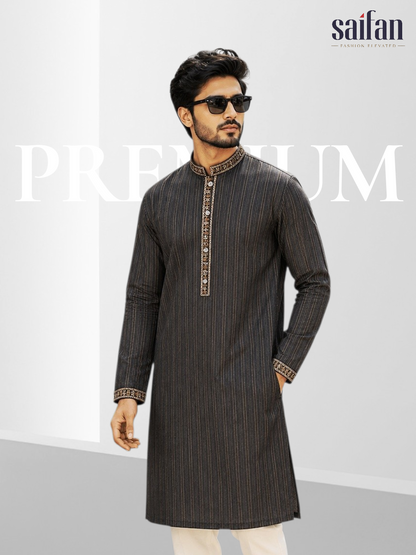 Premium Shadow Stripe Cotton Panjabi✨